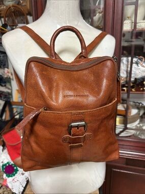 Brown Leather Backpack with Front Buckle - spikes & sparrow